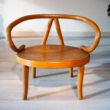 Le Corbusier style curved wood children's armchair, early 20th century