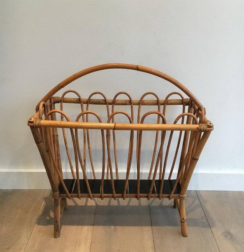 Rattan magazine rack
