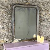 Antique Louis-Philippe Mirror, 19th Century, Shabby Silver Patina