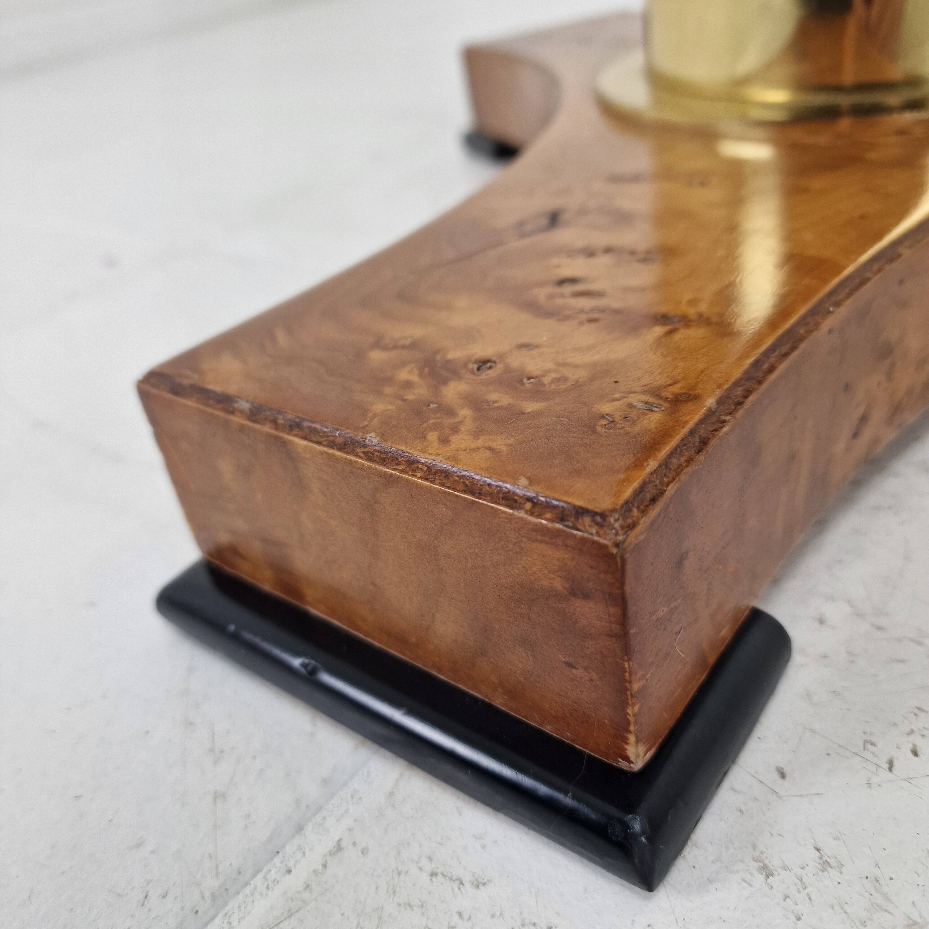 Postmodern Glass, Brass and Wood Side Table, Germany, 1980s