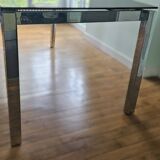 Italian Design Extendable Table in Black Glass and Chrome Legs 1980