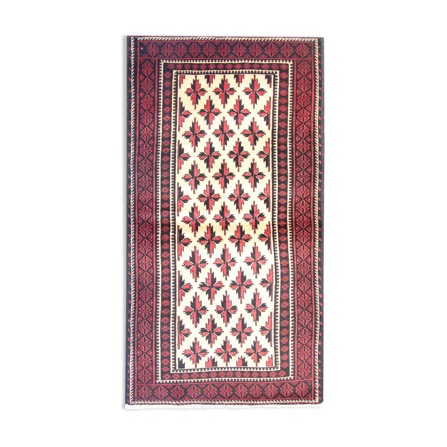 Tapis de salon en laine orientale tissée à la main - 109x211cm