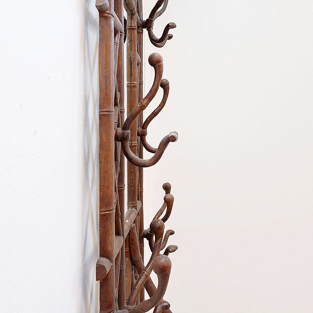Coat rack or hall tree, 19th century - patinated cast iron imitating bamboo