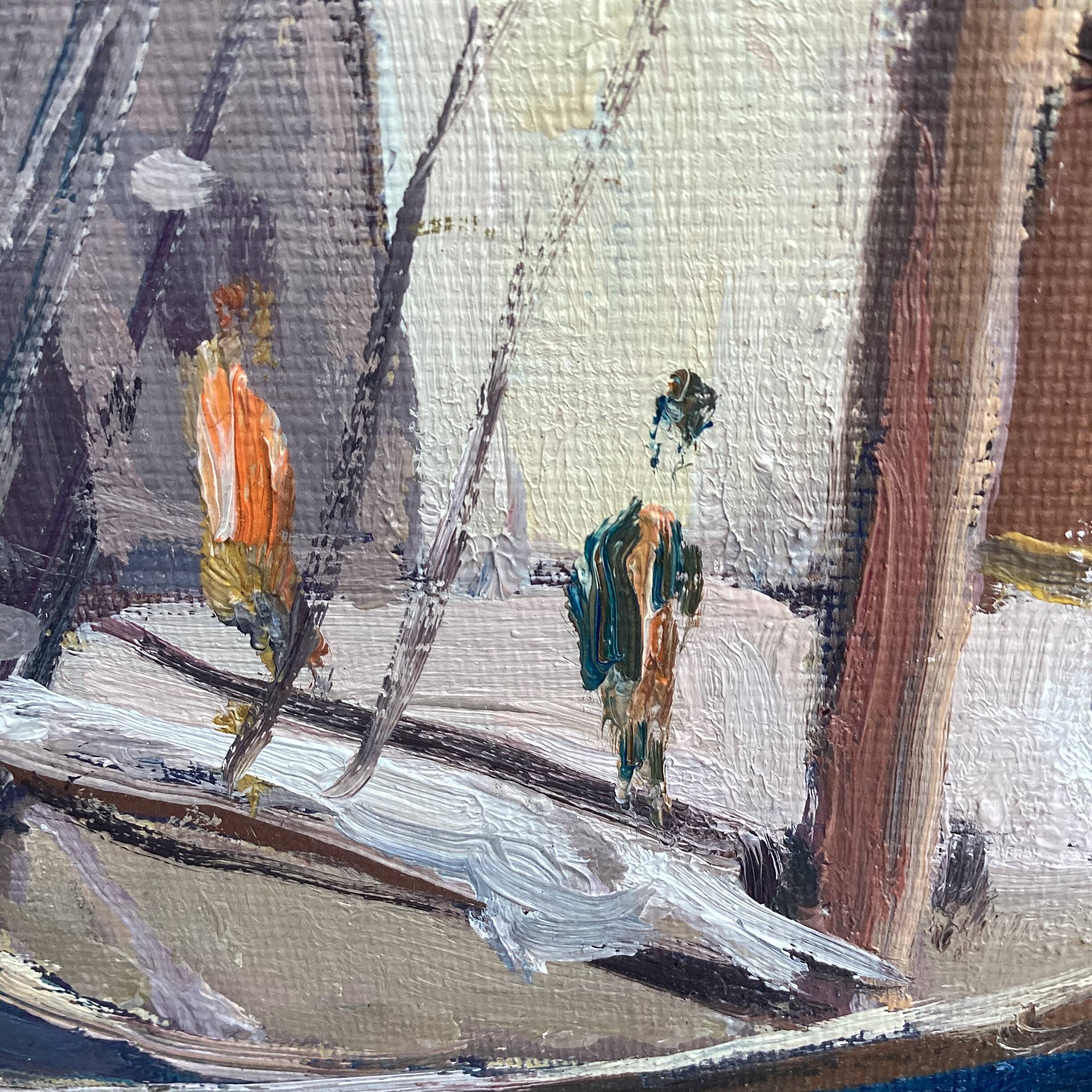 Signed painting Oil on canvas “Ville Honfleur, Normandy” dimensions: height -50cm- Width -40cm-