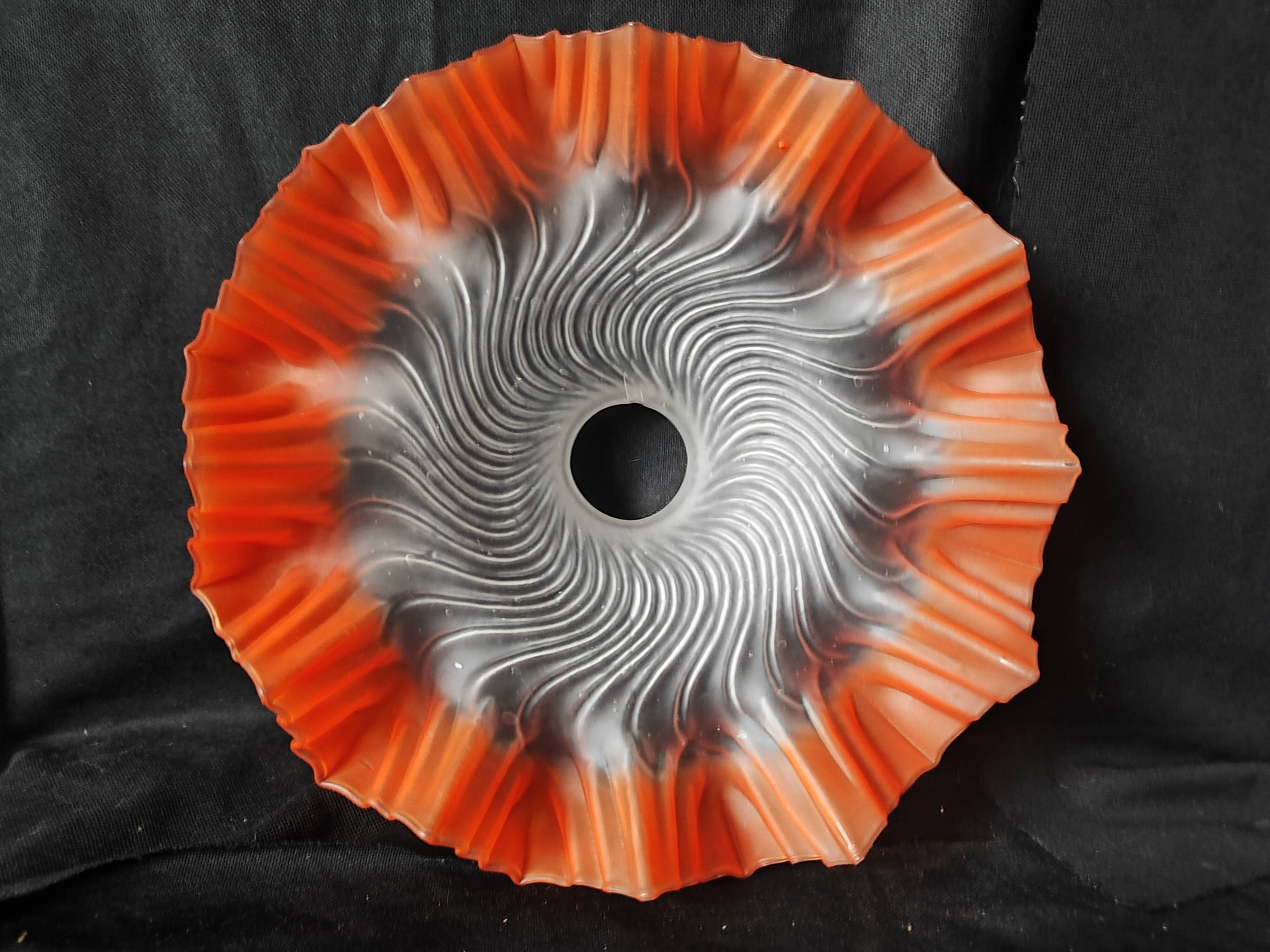 Art Deco / Corolla lampshade / Glass paste / orange / opalescent white