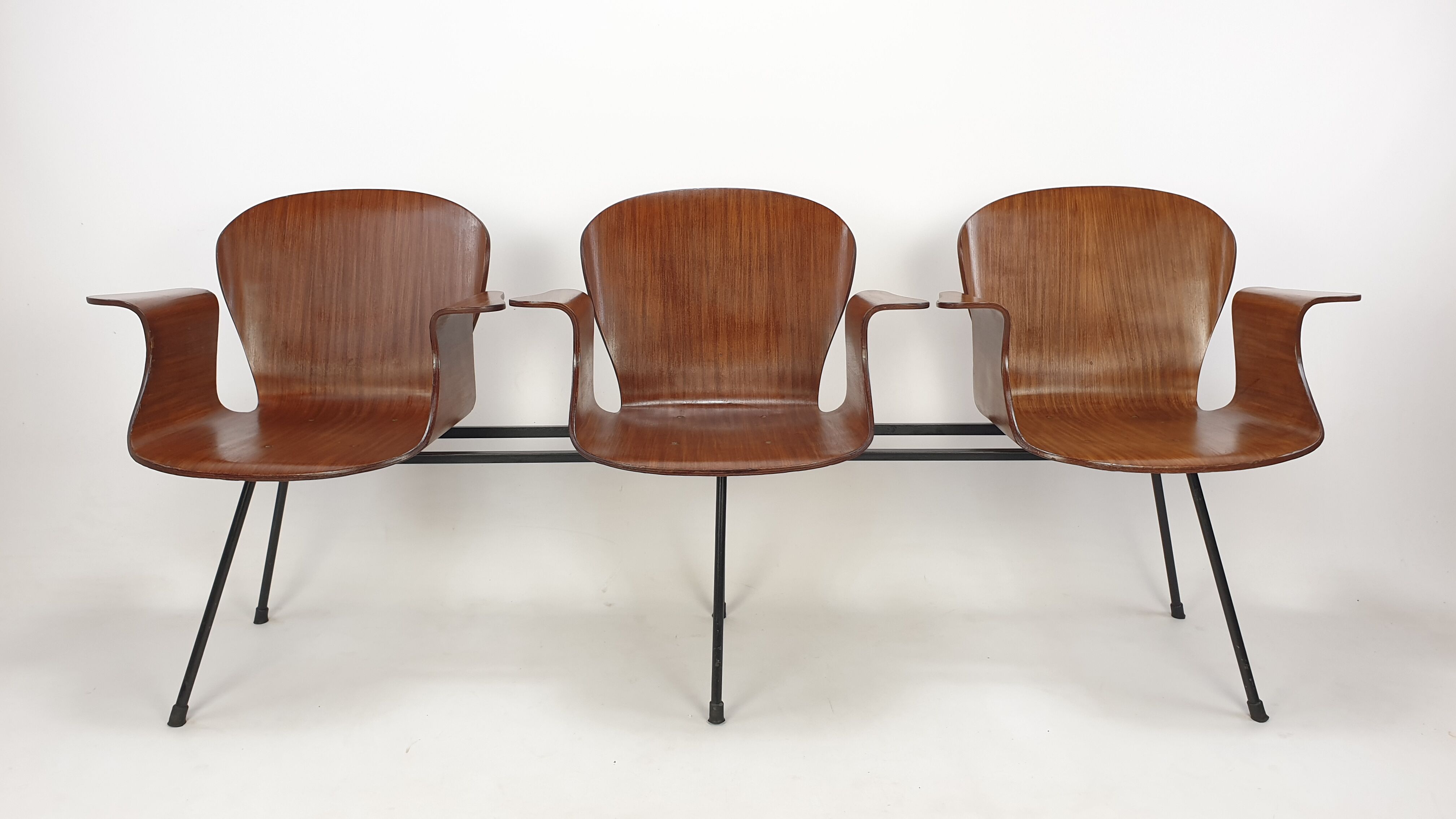 Mid Century Italian 3-seat Bench by Carlo Ratti, 50's
