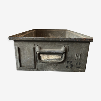 Old galvanized metal locker basket