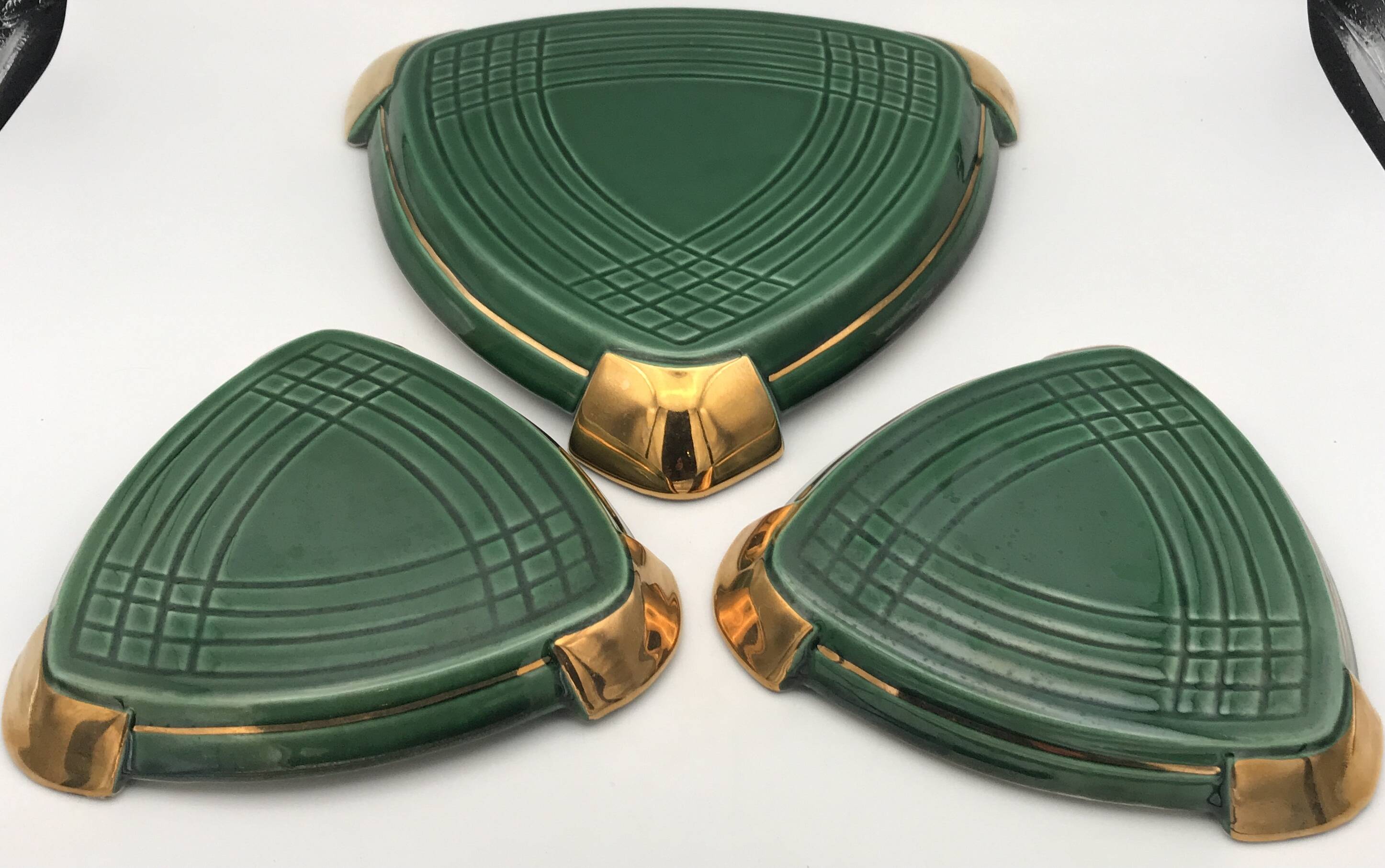 Set of 3 ART CERAMIC TRIVETS and BOTTLES by Poët Laval