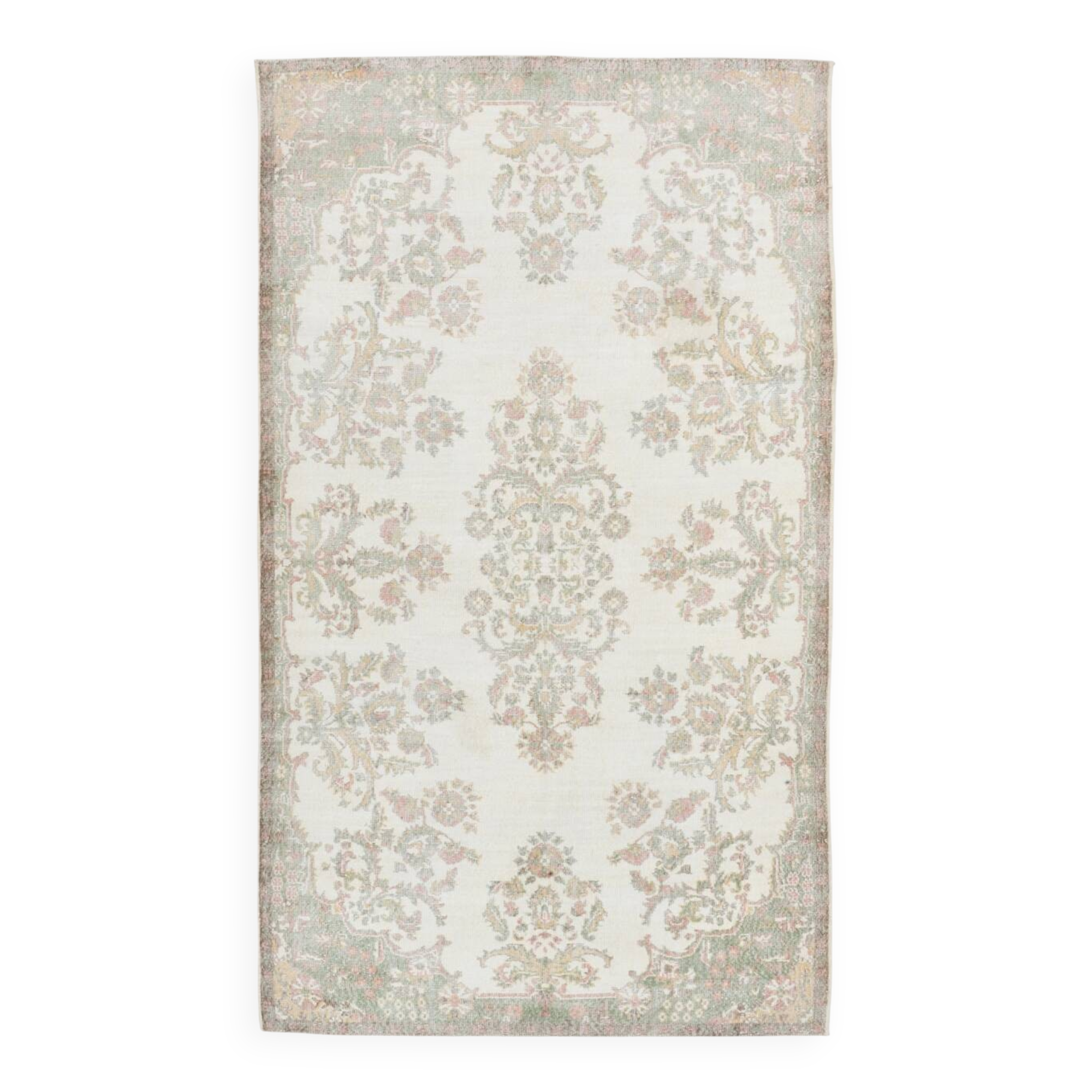 6x11 Beige & Cream Oriental Floral Pattern Vintage Rug, 189x329Cm