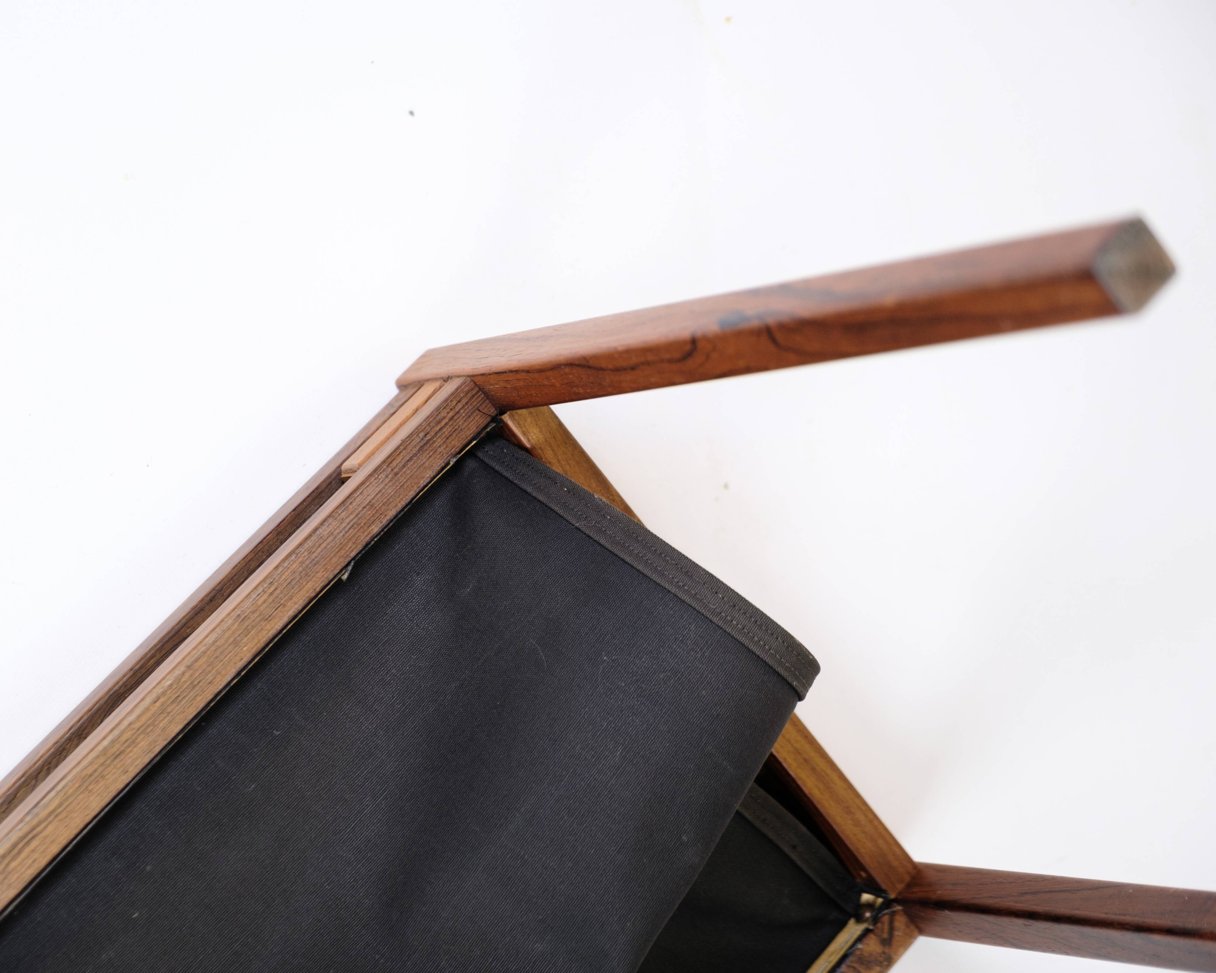 Newspaper/magazine holder - rosewood and black canvas - Danish design - 1960s