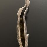 Letter holder fish shape silver metal