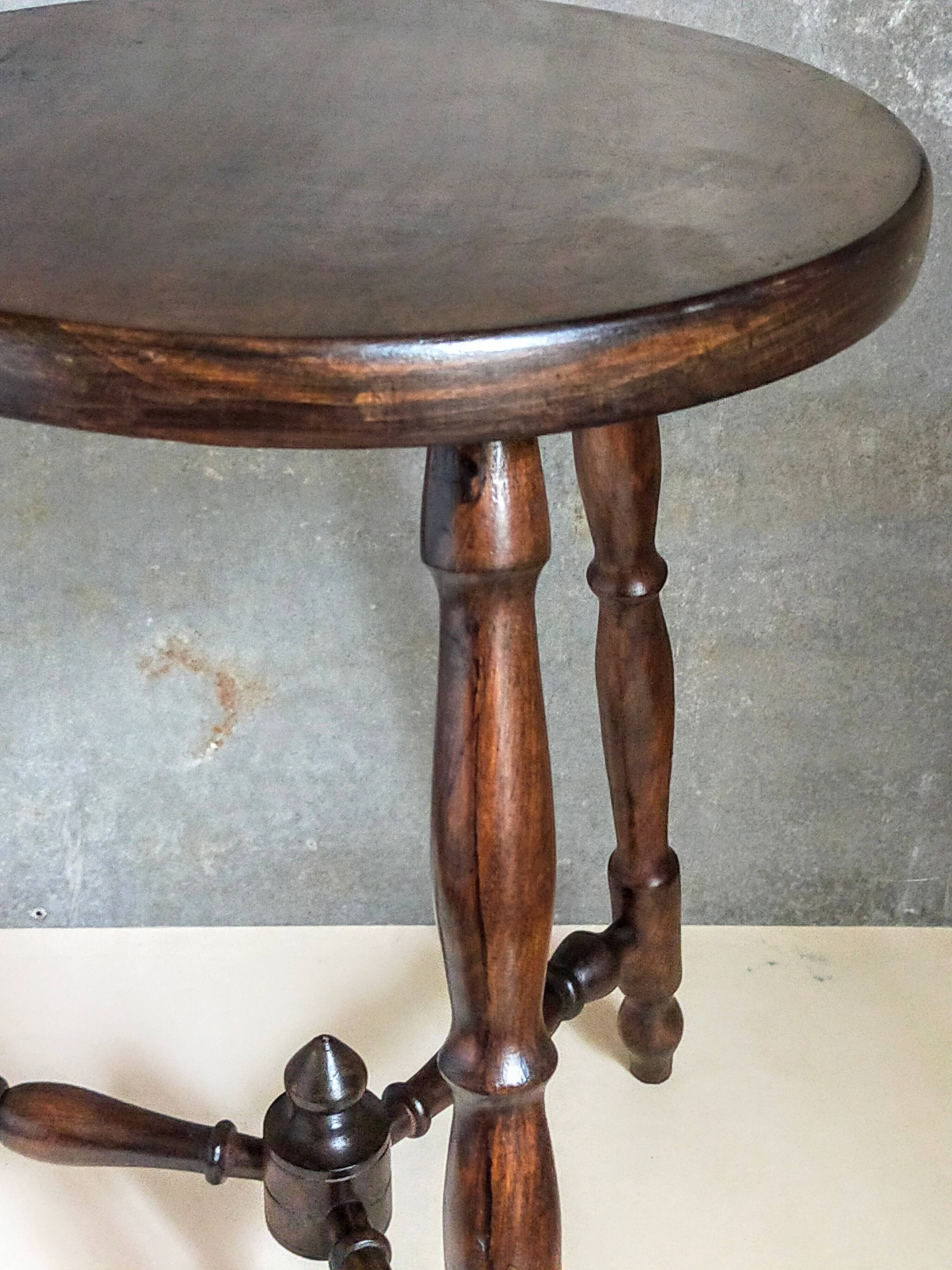 Vintage turned solid wood tripod stool