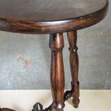 Vintage turned solid wood tripod stool