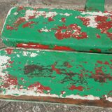 Ancien banc d' école patine vert rouge