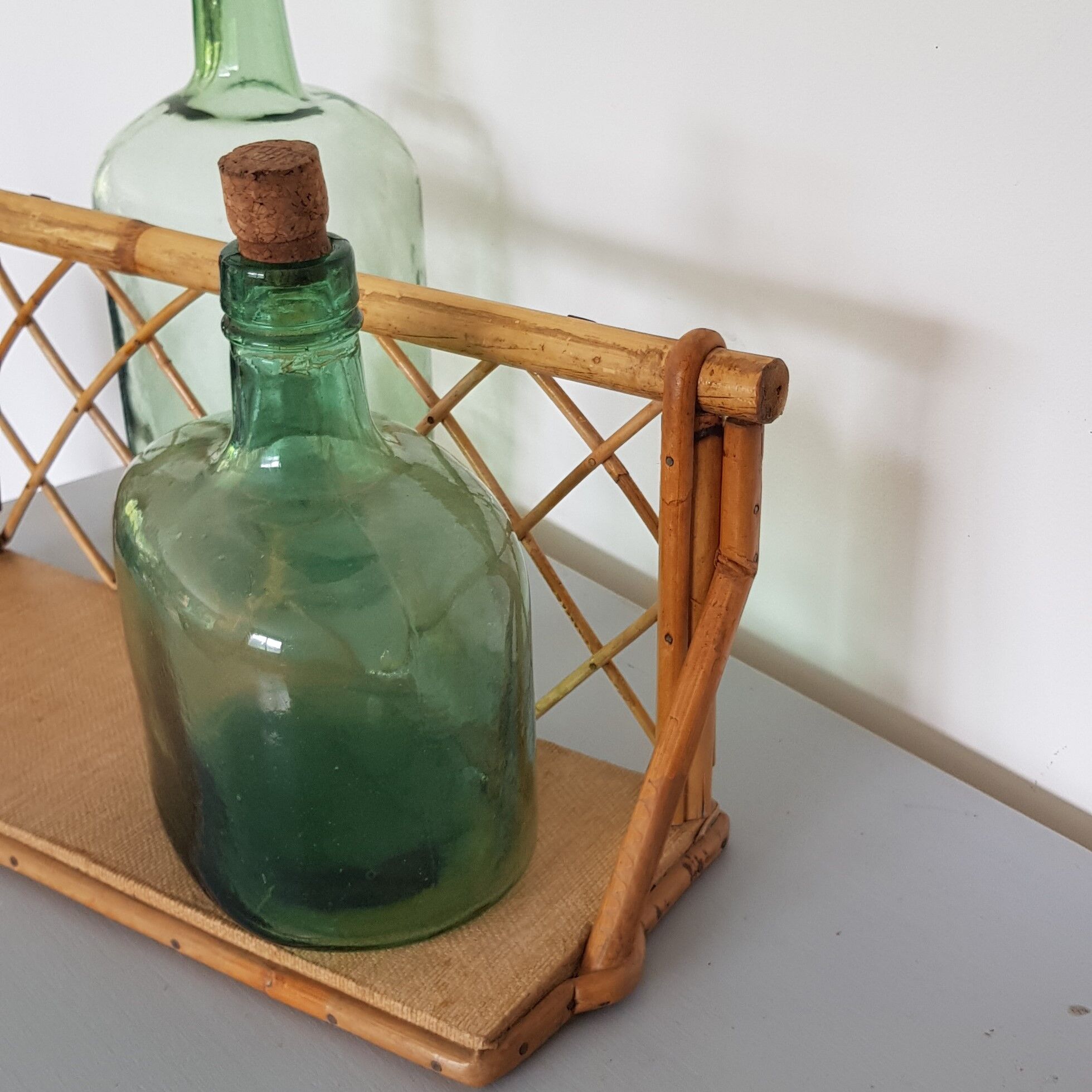 Vintage rattan wall shelf
