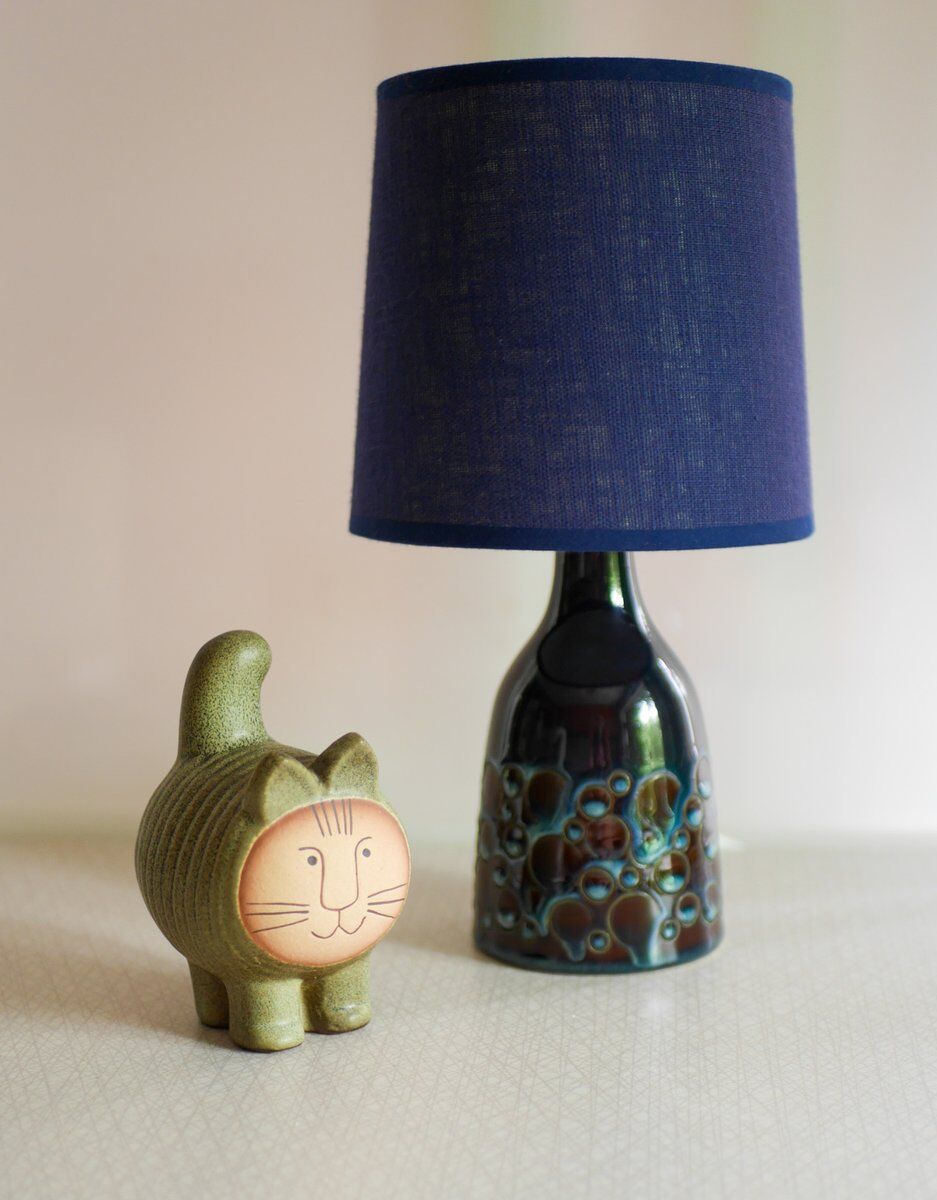 Mid-century modern pottery table lamp with candy glazing from Söholm, Denmark, 1960s