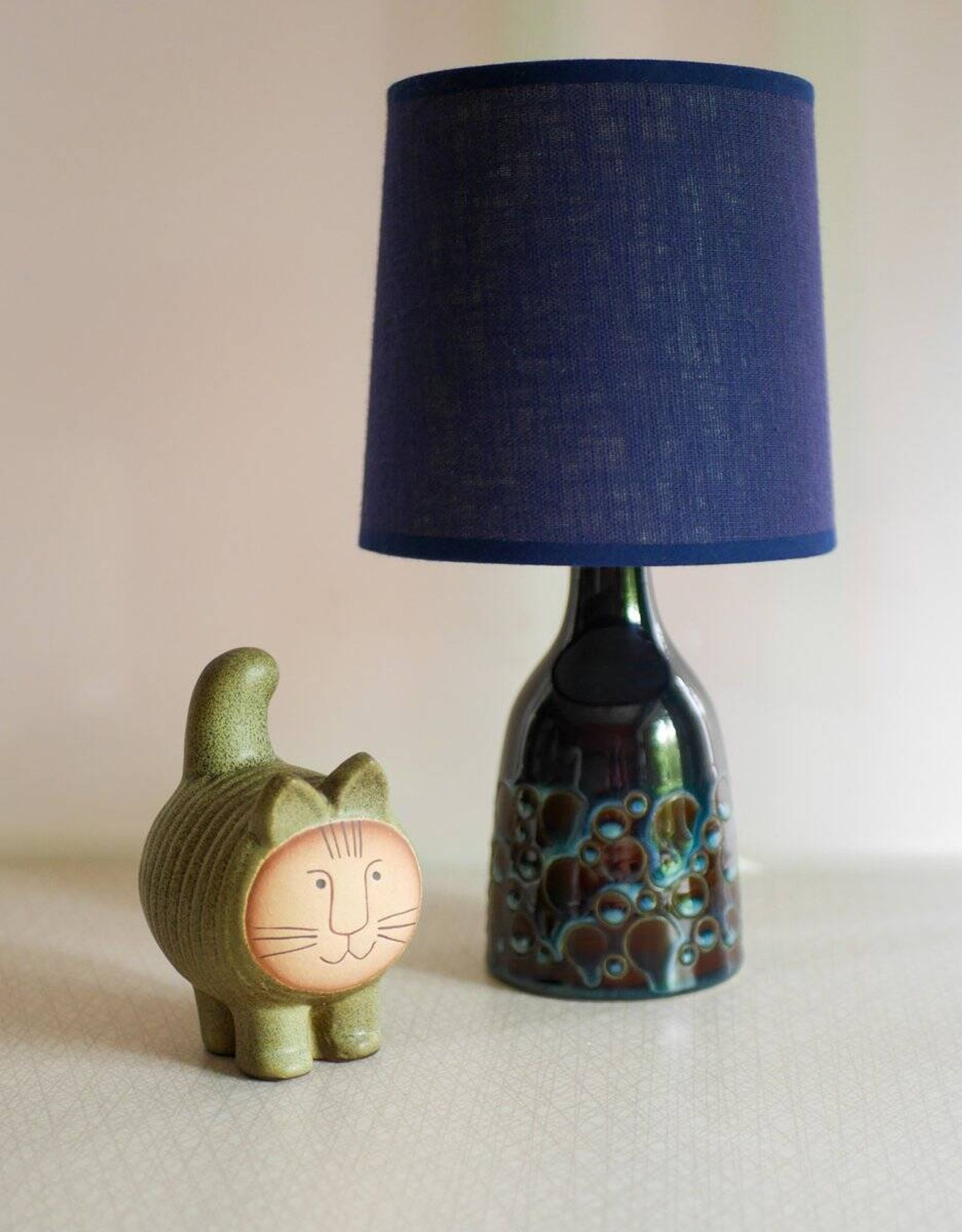 Mid-century modern pottery table lamp with candy glazing from Söholm, Denmark, 1960s