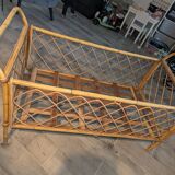 Vintage rattan and wicker bed