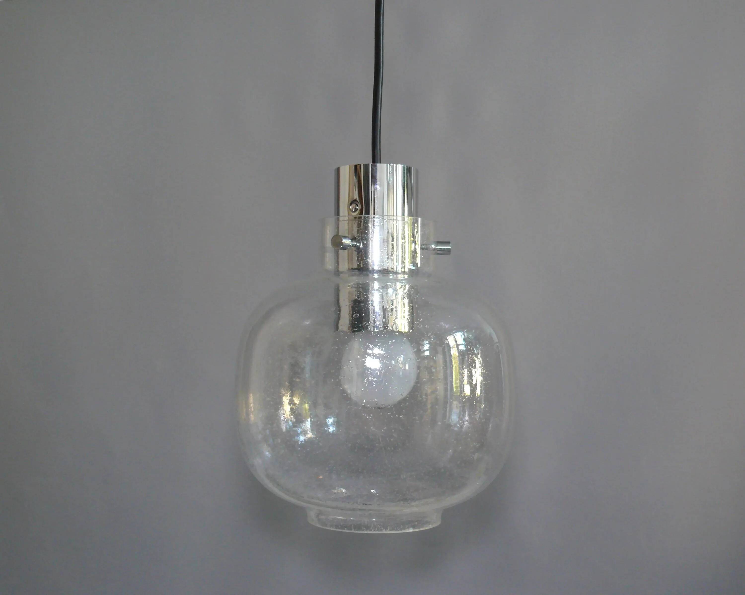 Glass pendant lamp from the 1960s, Glashütte Limburg, vintage