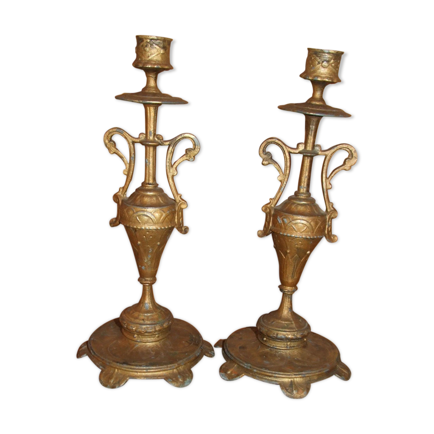 Pair of candlesticks deco amphora in regulated XIX early XXè