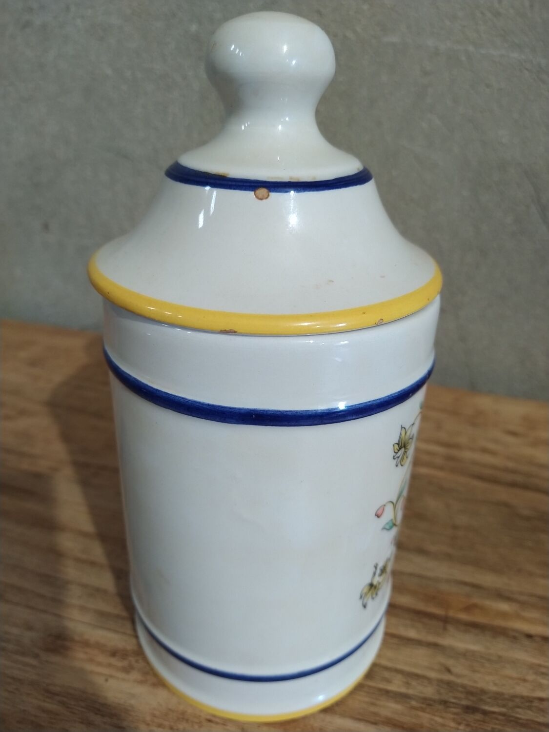 Vintage medicine jar ceramic salt of wisdom