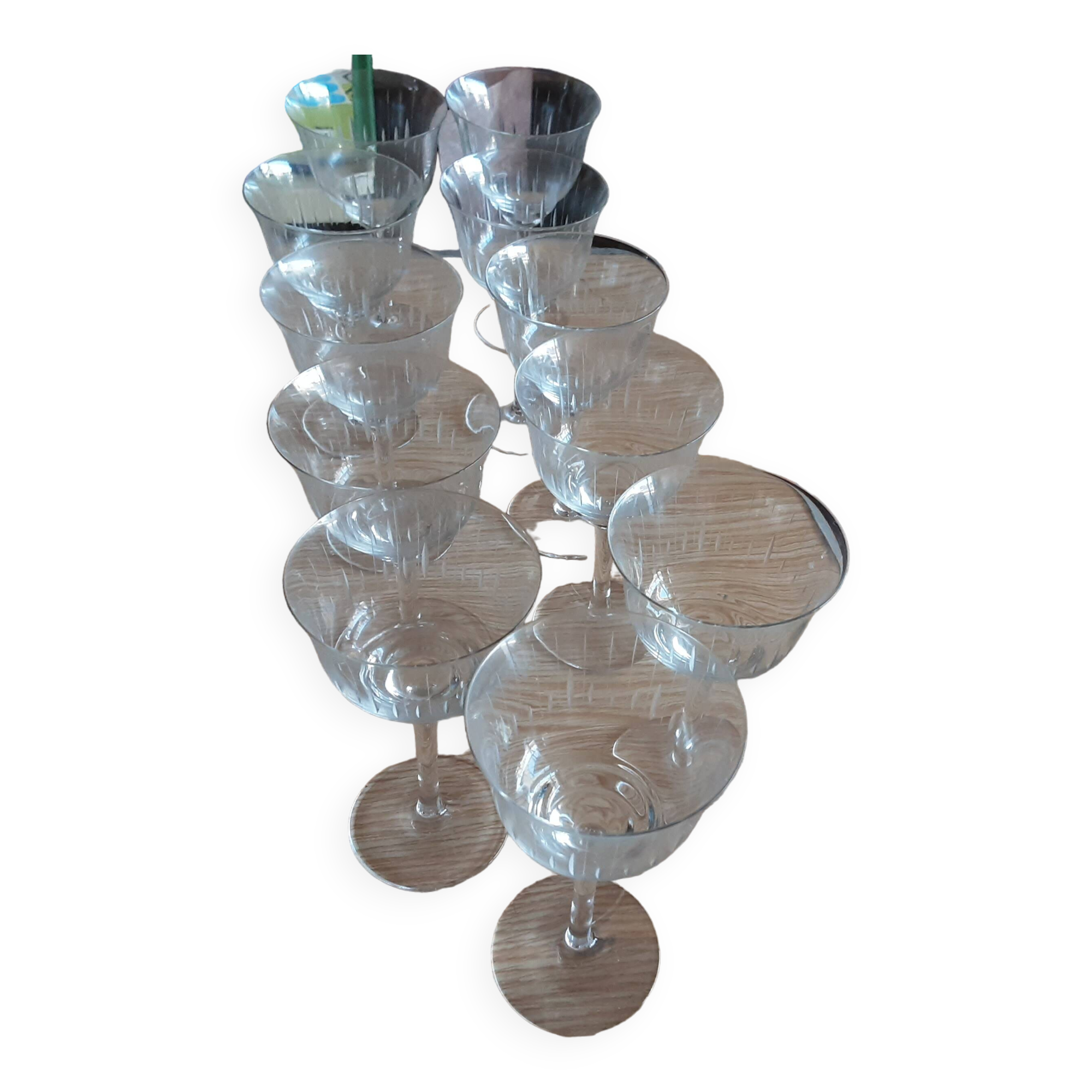 11 stemmed glasses cut glass