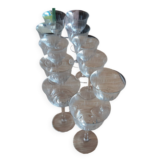11 stemmed glasses cut glass