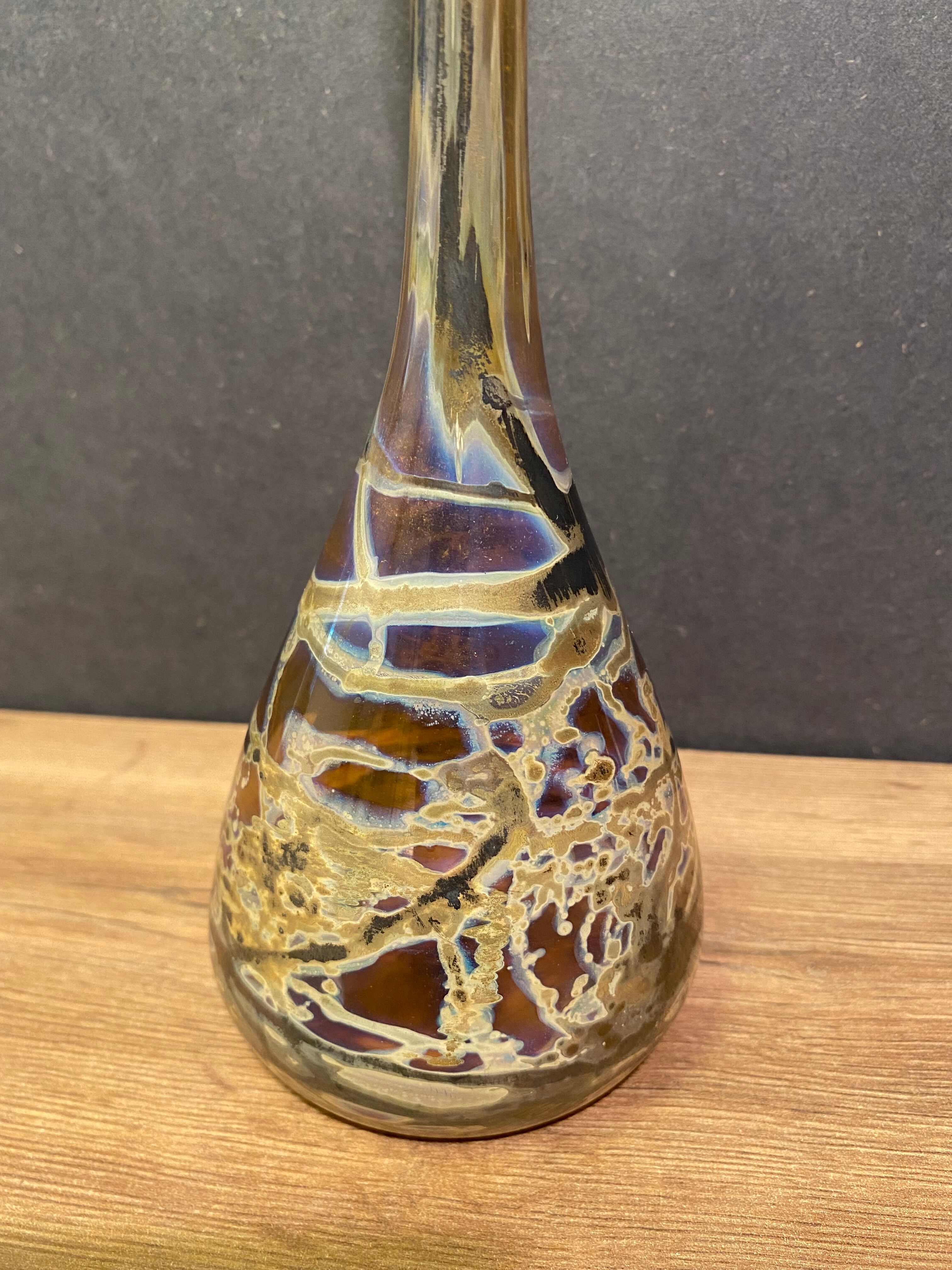 Soliflore vase in tinted glass with marbled decoration Murano Venice