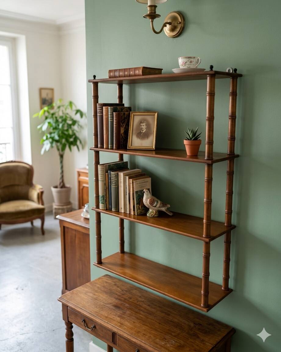 Rare Napoleon III Style Bamboo Wall Shelf - 19th Century