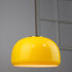 Mid-century Yellow Glass & Brass Pendant Lamp
