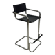 Tabouret de bar vintage en cuir noir et chrome, Italie