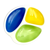 Dish Gien Vintage trilobed green yellow blue