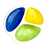 Plat Gien Vintage trilobé vert jaune bleu