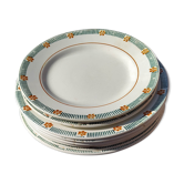 Series of 6 flat plates and 3 vintage dessert plates from St Amand