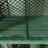 Vintage mint green wicker bookcase