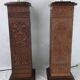 Pair of Kaiser Leuchten Totem Lamps in Vintage Aztec Inca or Mayan Leather