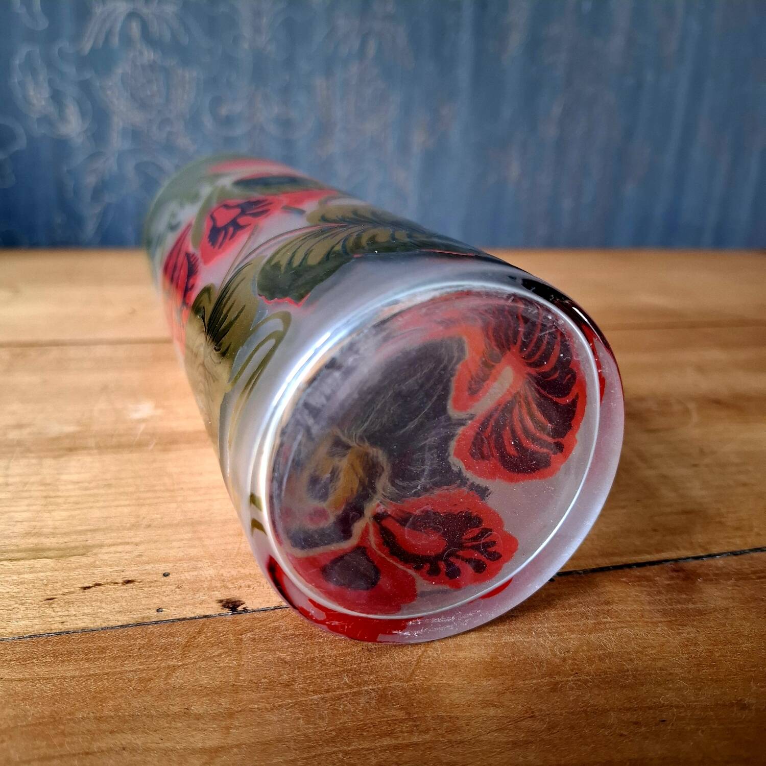 Art Deco enameled glass vase