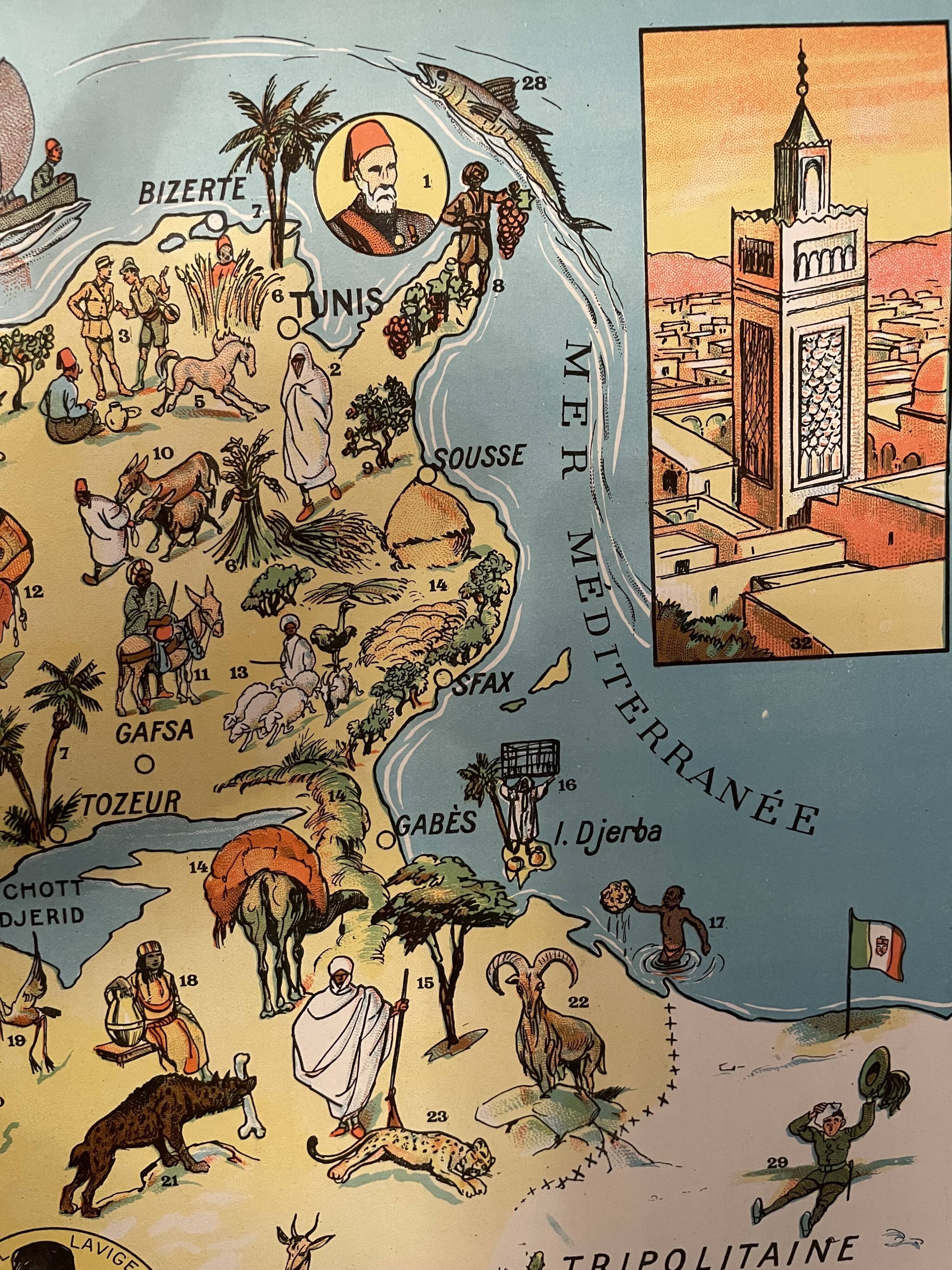 Old poster map of Tunisia - 1931