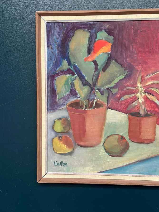 Swedish Oil on Panel – “Still Life” by Valbo – Signed – Vintage & Framed