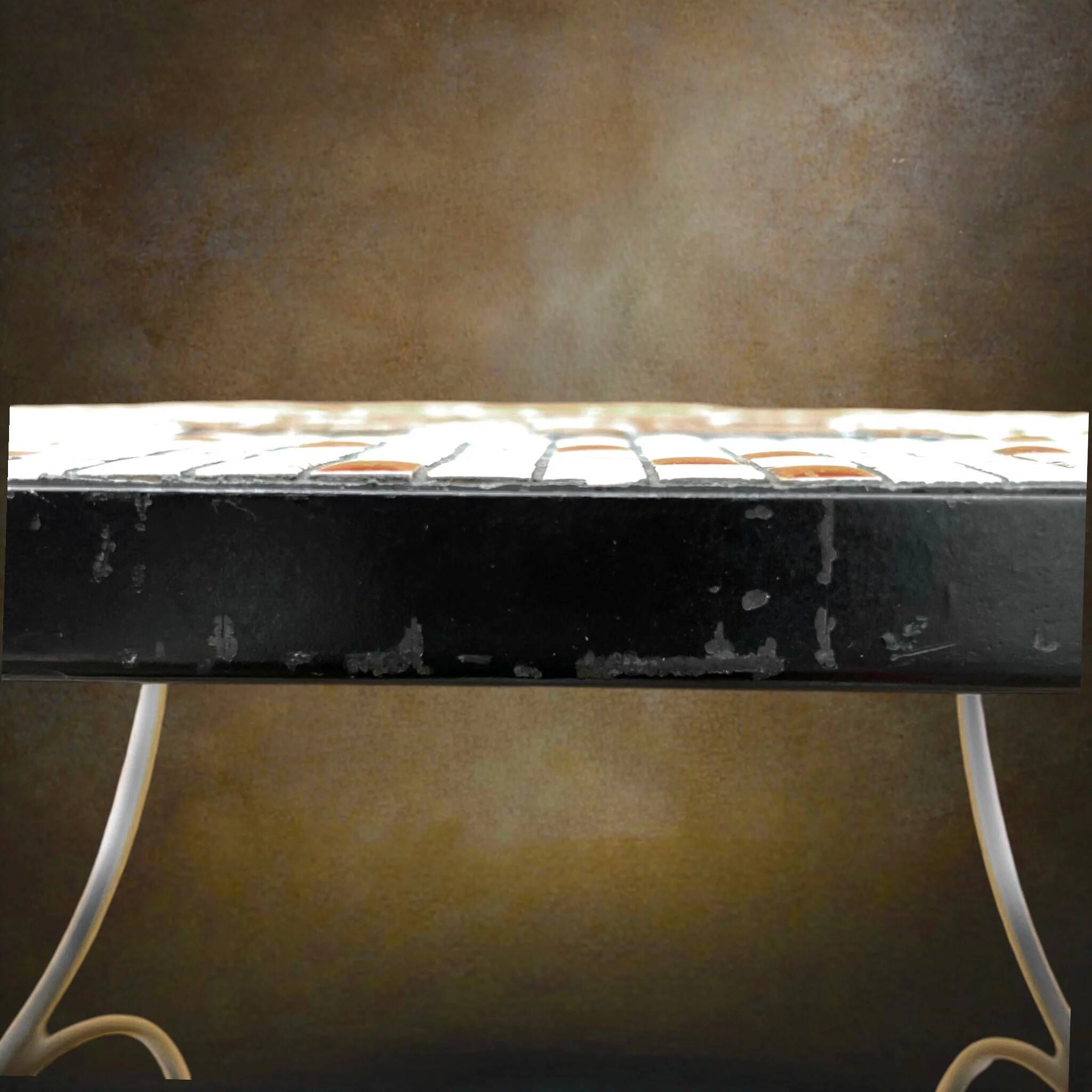 Small side table in wrought iron and ceramic mosaic – 1950s-1960s