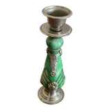 Stone and silver metal candle holder