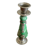 Stone and silver metal candle holder