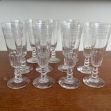 11 Baccarat Crystal Champagne Flutes, model 4770, 1907 catalogue