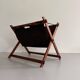 Support stand for mid-century teak and suede magazines and newspapers, 1960, Germany.