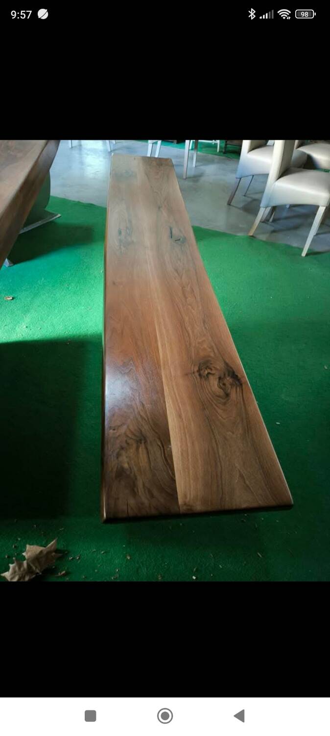 Walnut and stainless steel bench, 1980