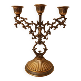 Bougeoir chandelier 3 branches en laiton