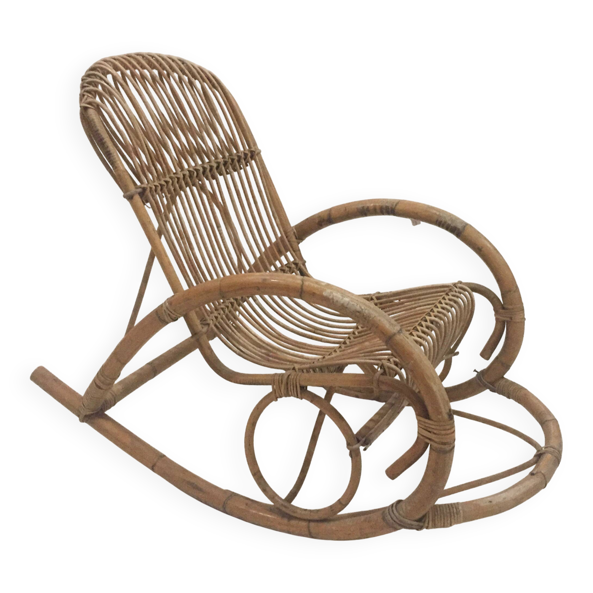 1960s rattan rocking chair