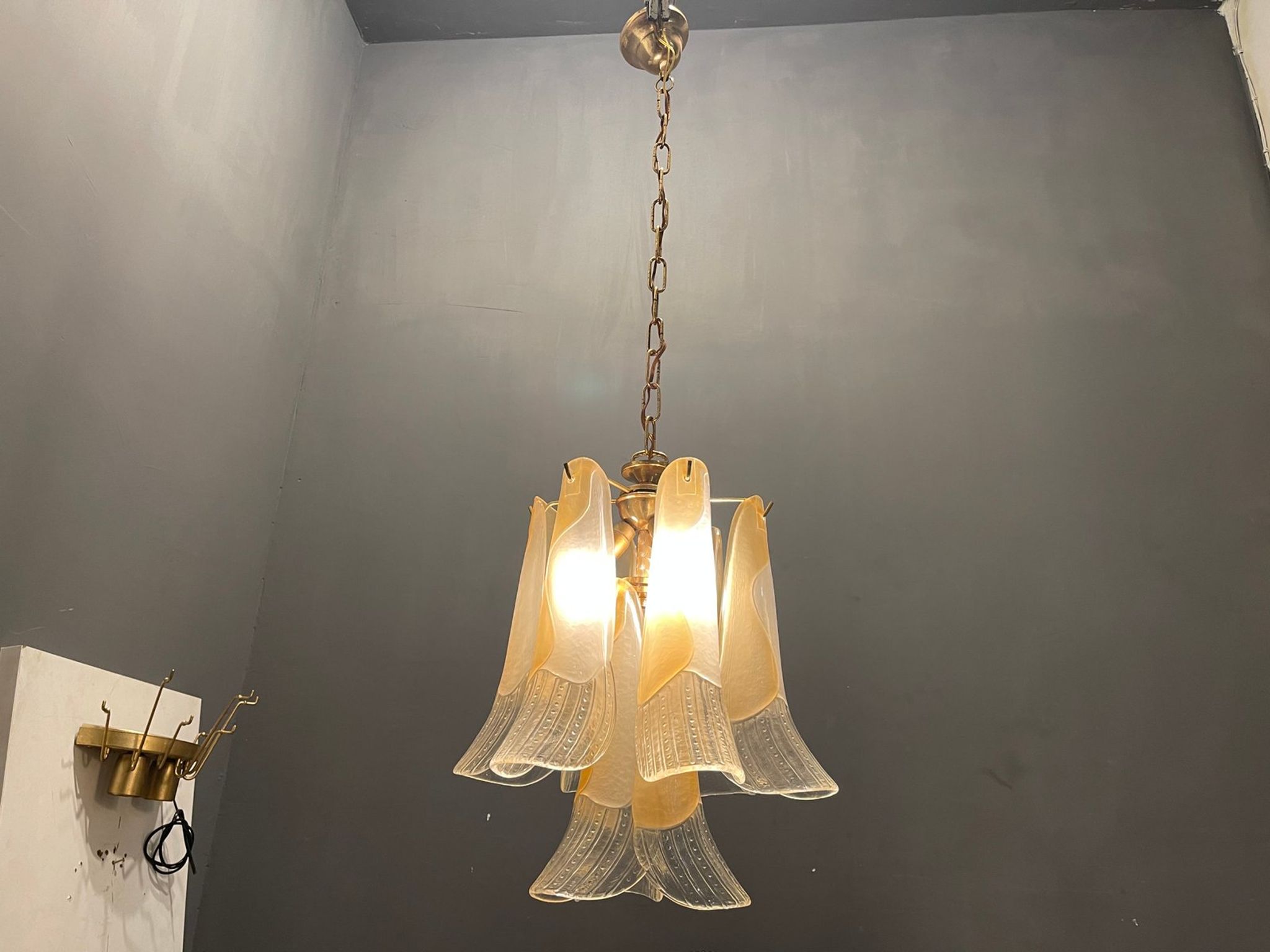 Suspension italienne en plumes de verre de Murano