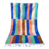 Berber carpet boujad colorful blue majorelle green brown peach