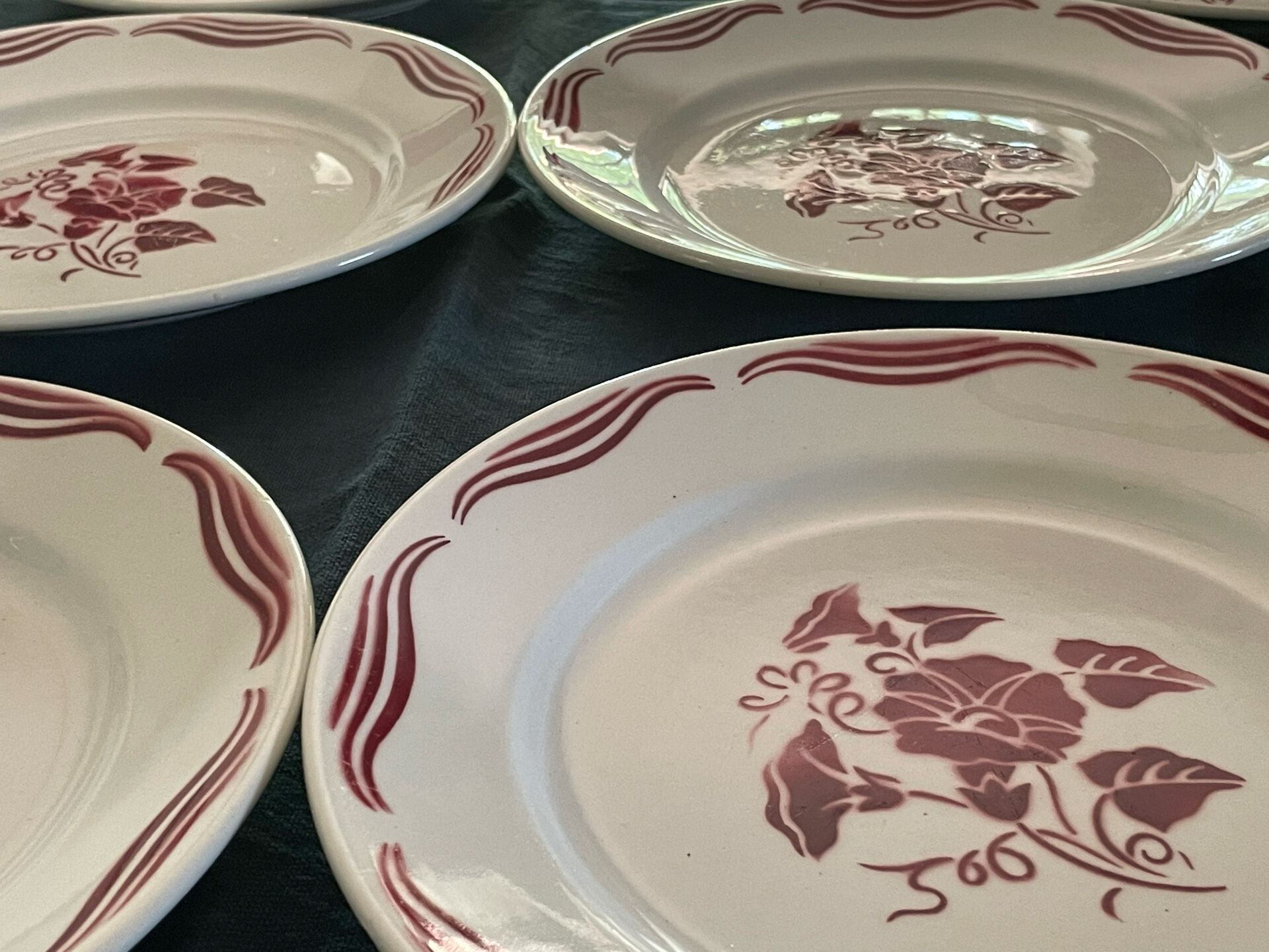 6 Flat plates Fenal Badonviller Liserons pattern
